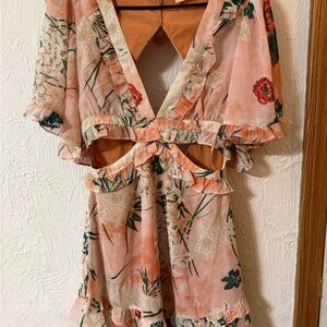 Floral Peach Mini Dress